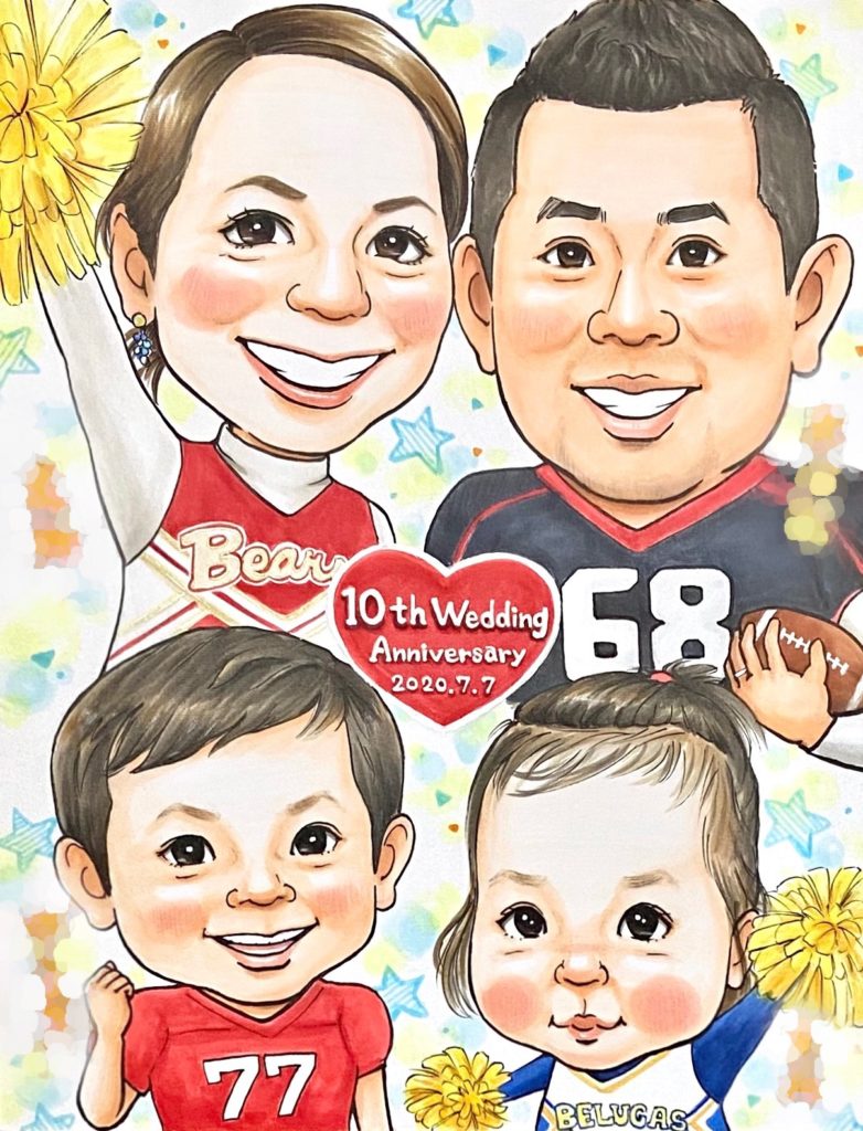 結婚10周年の似顔絵